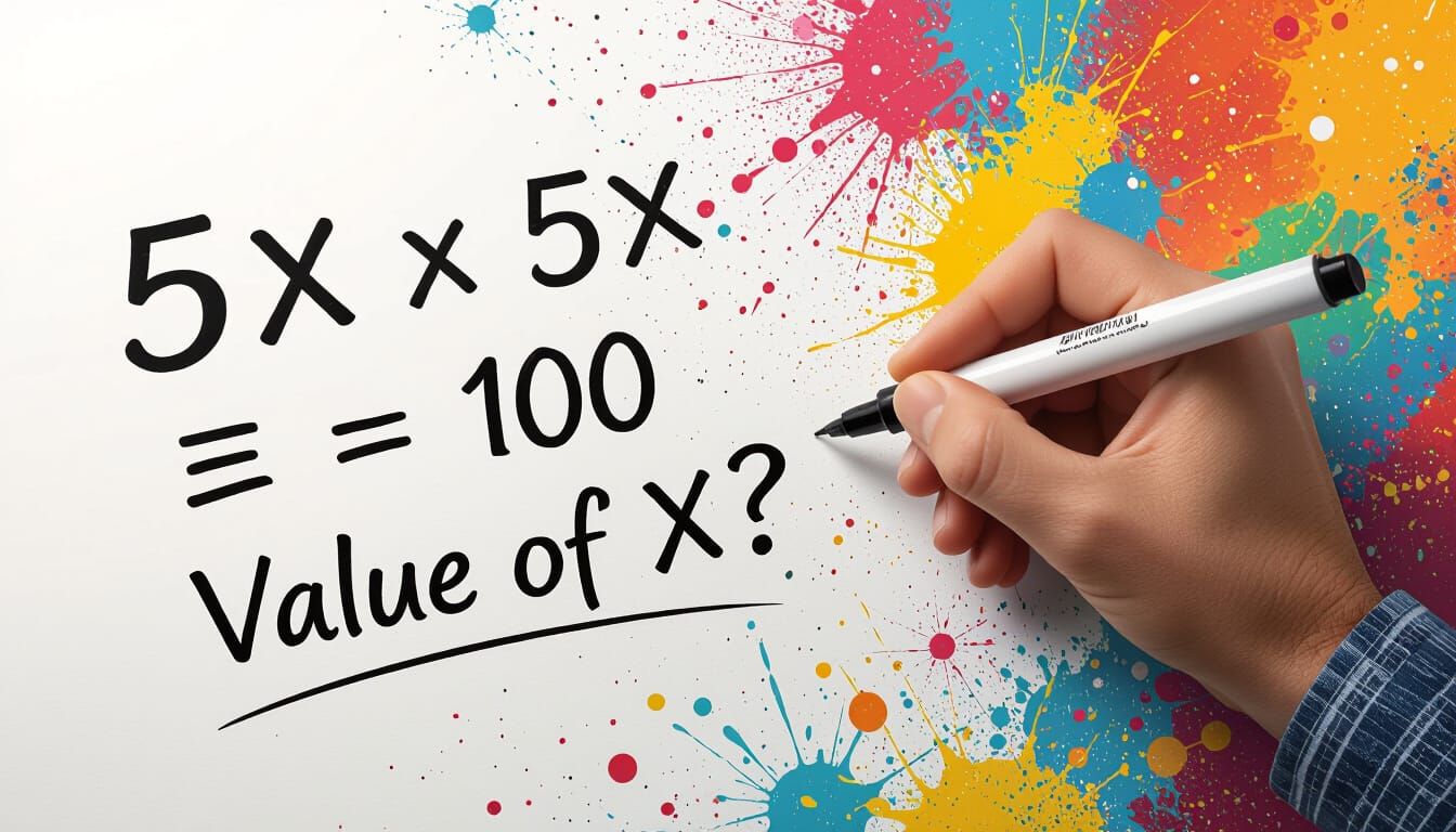 Hand Writes Algebraic Equation on Whiteboard