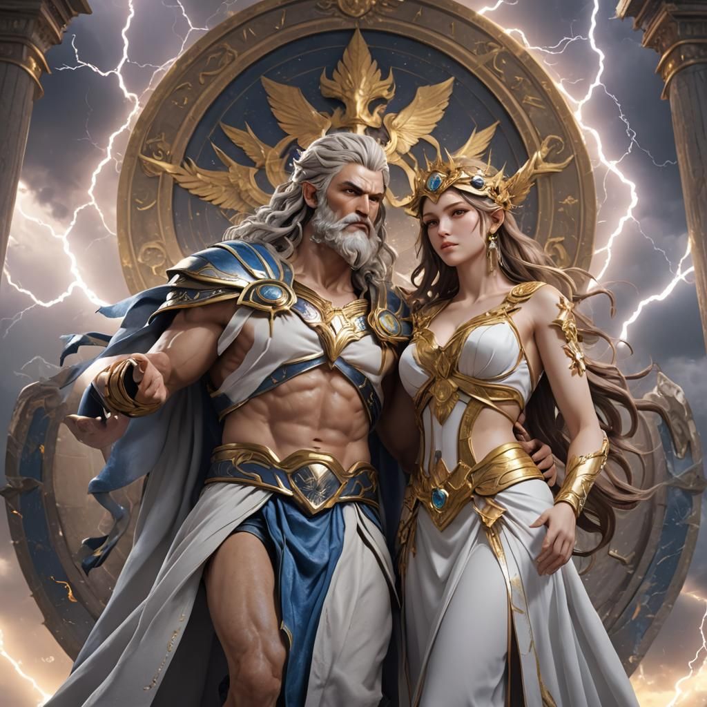 Zeus and Hera in 3D Anime Style