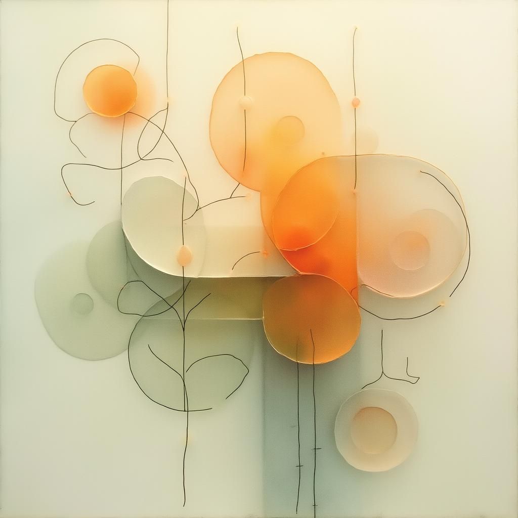 Ethereal Abstract Composition with Geometric and Biomorphic ...
