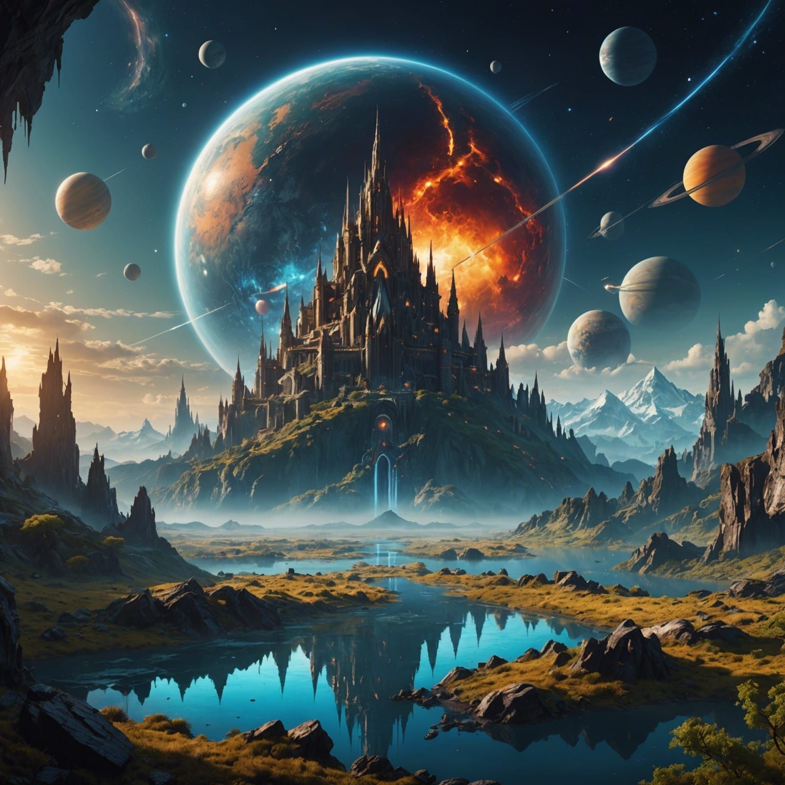 Fantastic Universe: Detailed Matte Painting in Deep Color