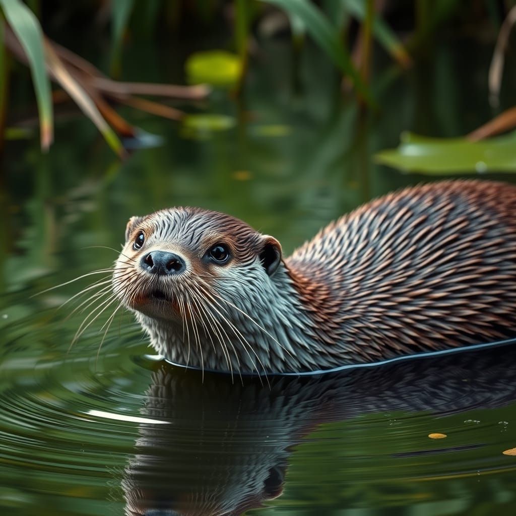 Photorealistic Otter in Serene Aquatic Environment