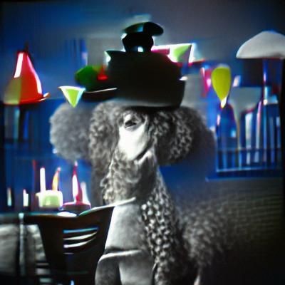 Poodle in Party Hat: A Film Noir Scene