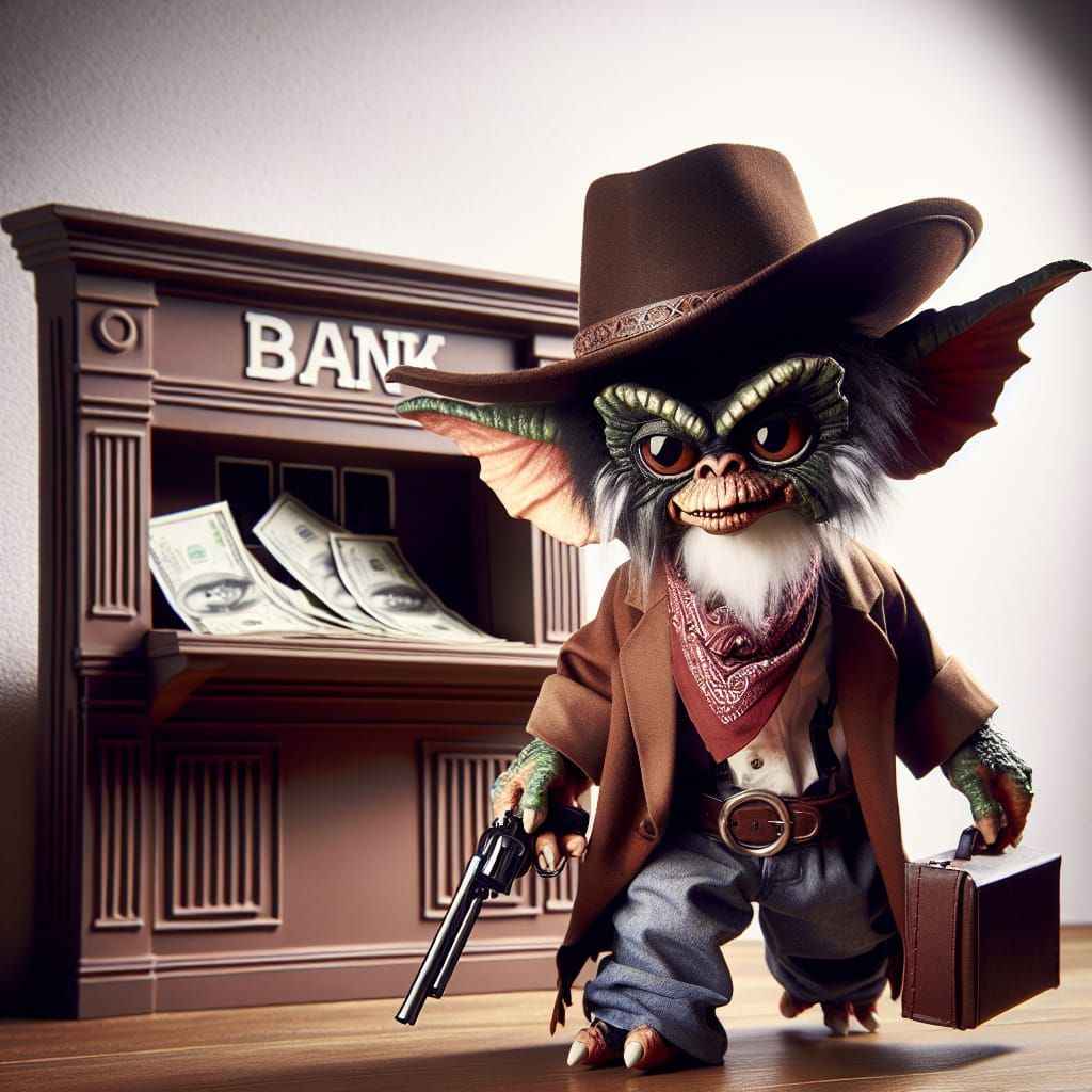 Gremlin Cowboy Outlaw Bank Robbery, Professional Photography