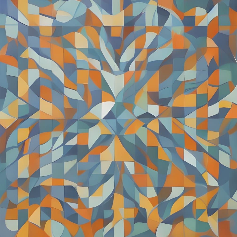 Orange Floating Before Optical Rhythms Painting