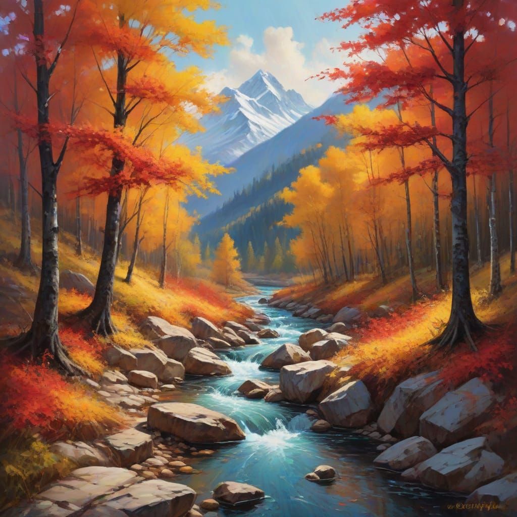 Dynamic Winterscape as Impasto Painting