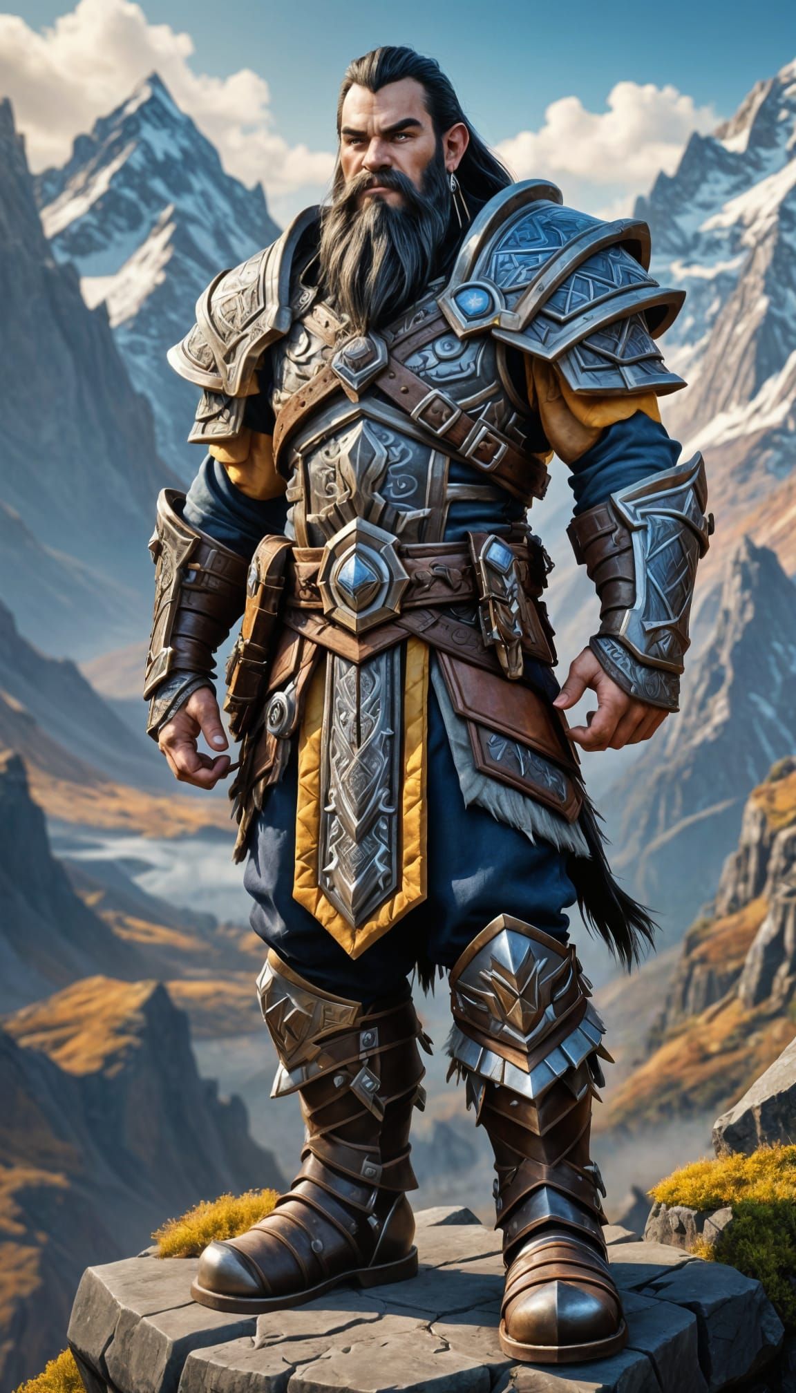 Young Warcraft Dwarf King in Detailed Armor
