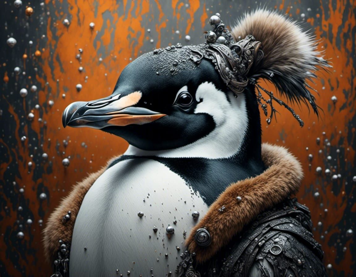 Detailed Penguin Chimaera in Autumn Forest