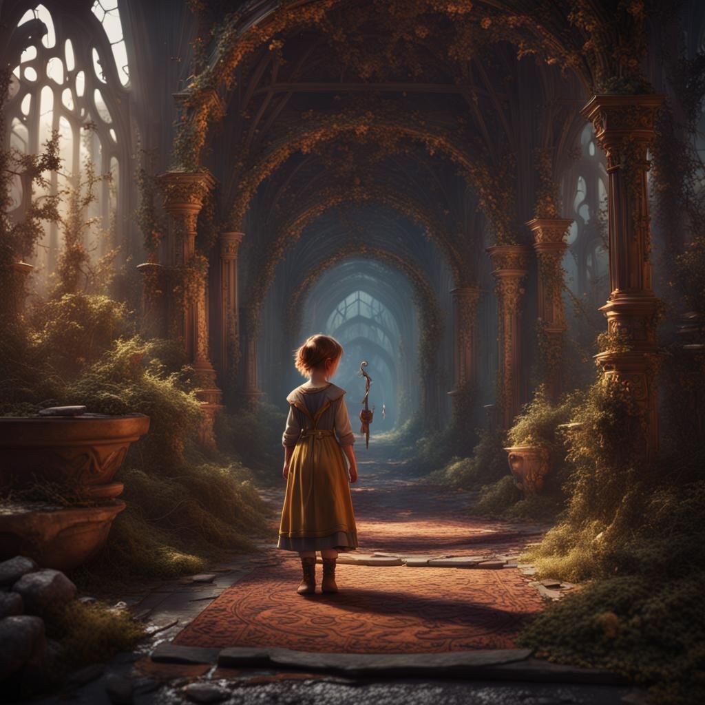 Intricate Matte Painting of Girl Hiding Feelings