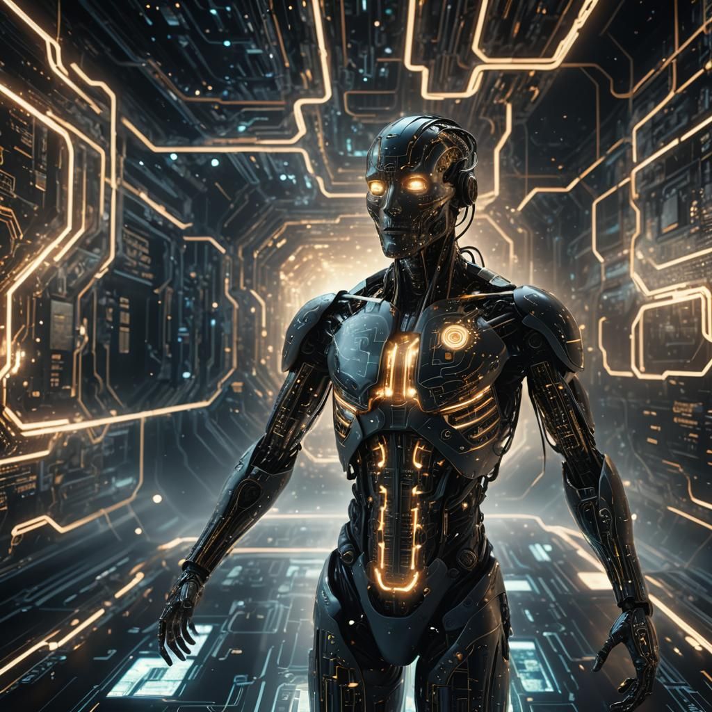 Ethereal AI Floats in Nebula Void: Digital Art