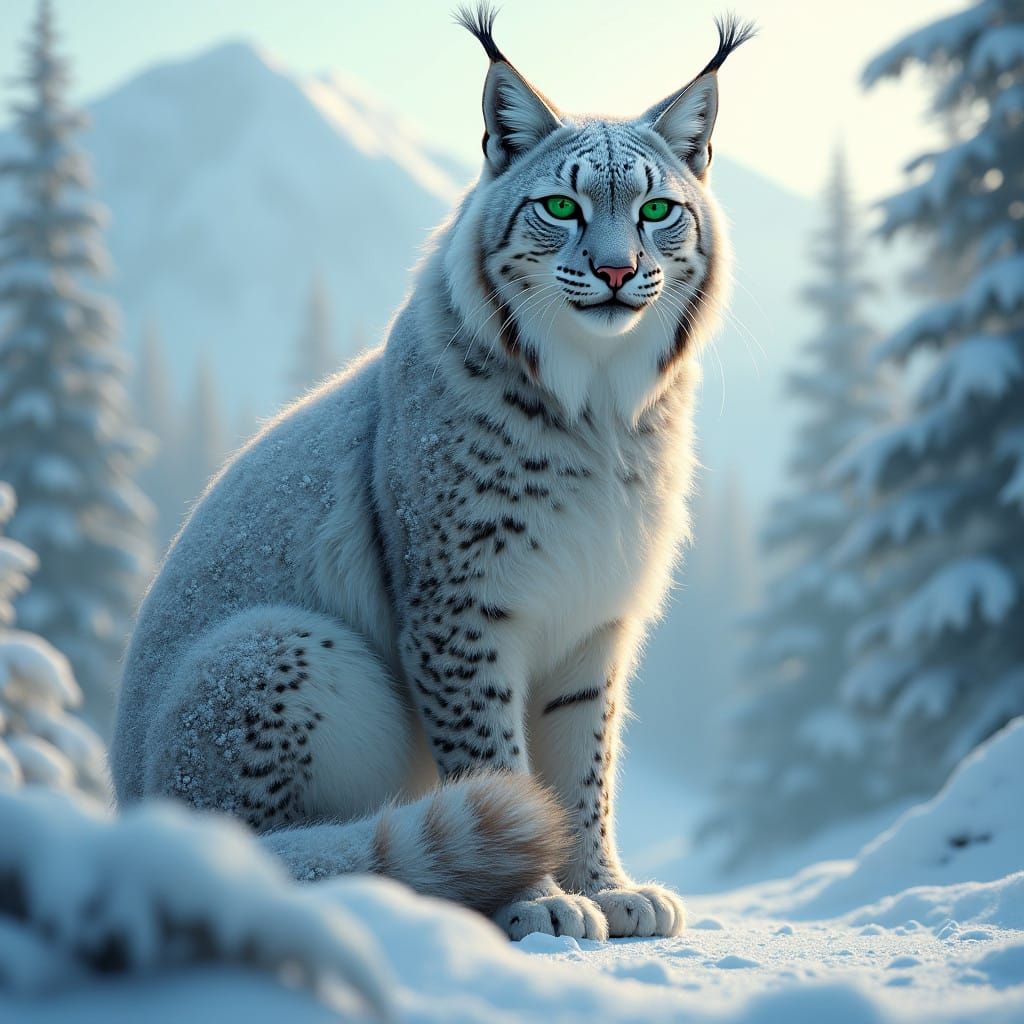 Majestic Winter Lynx in Dreamy Ethereal Style