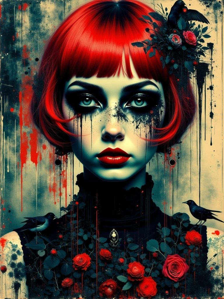 Gothic Abstract Portrait of a Young Woman