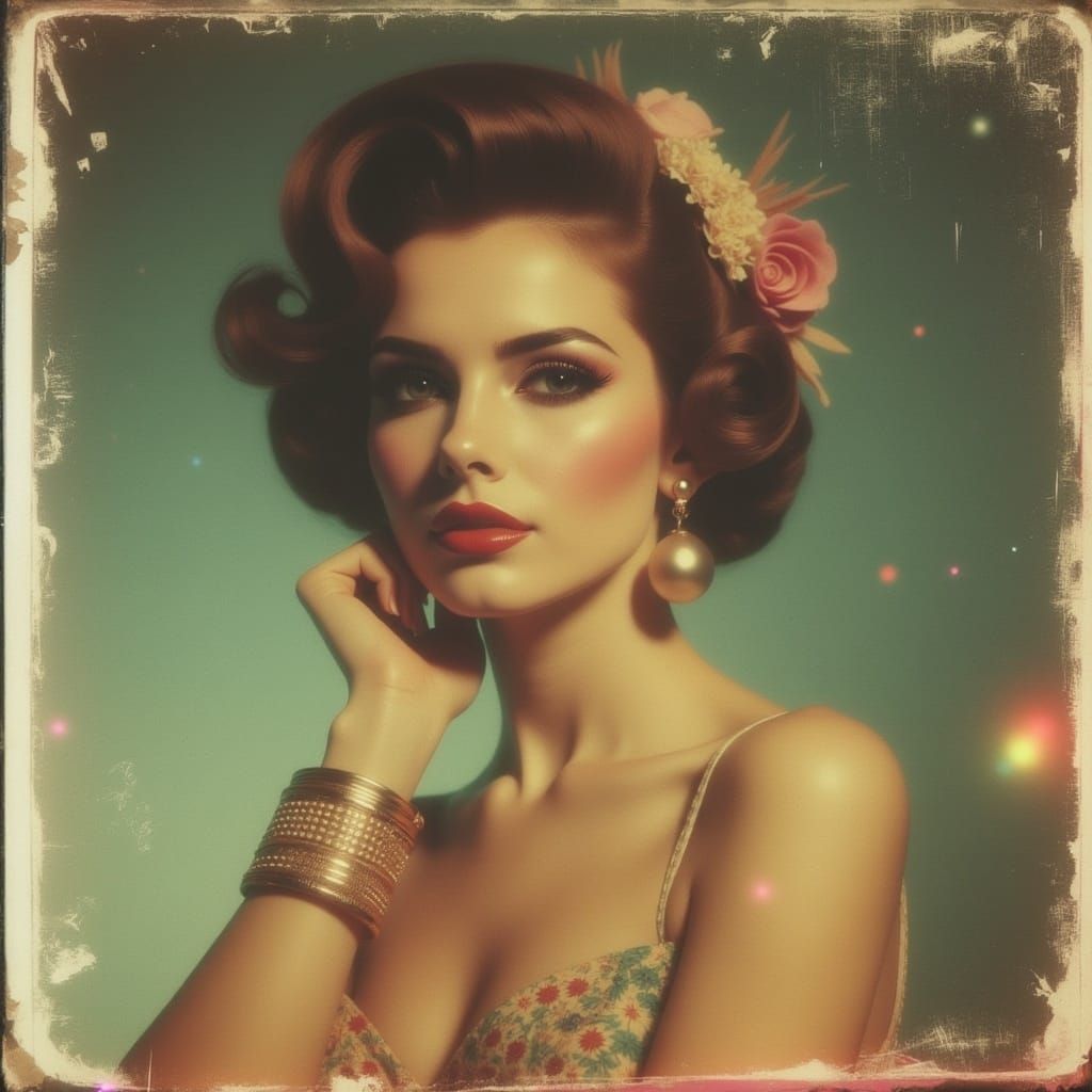 Vintage Disco Beauty Shines in Faded Polaroid Glamour