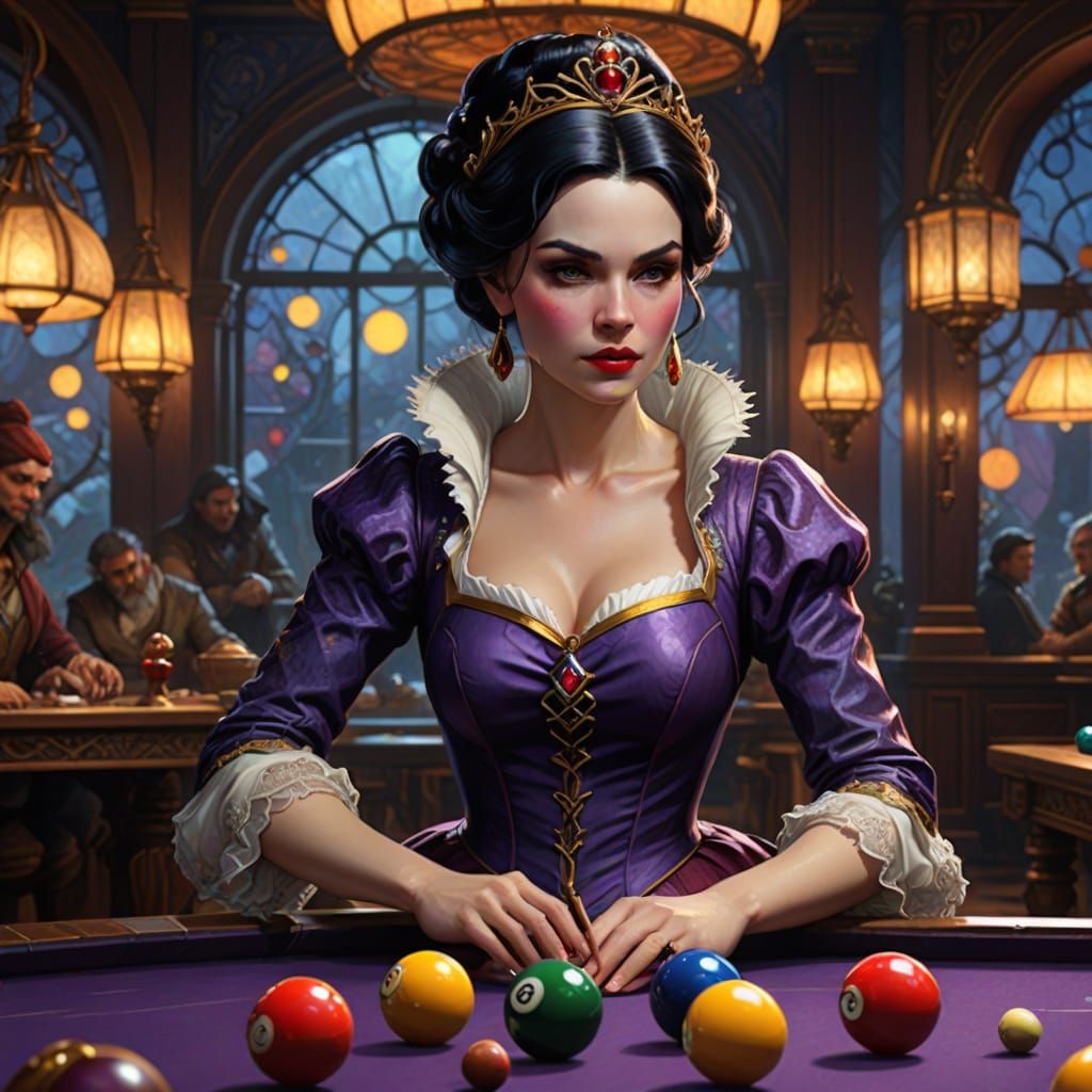Snow White Plays Billiards: A Dark Fantasy Concept