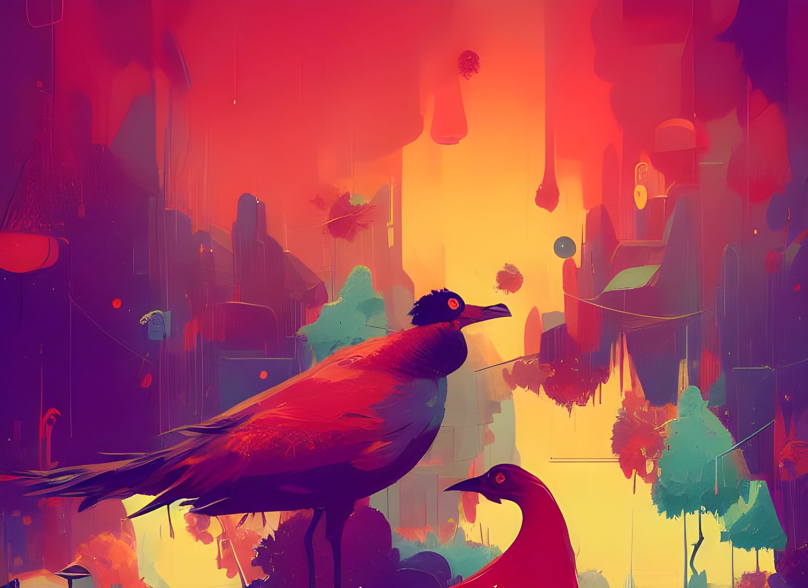 Thanksgiving Turkeys in Composite Art Style