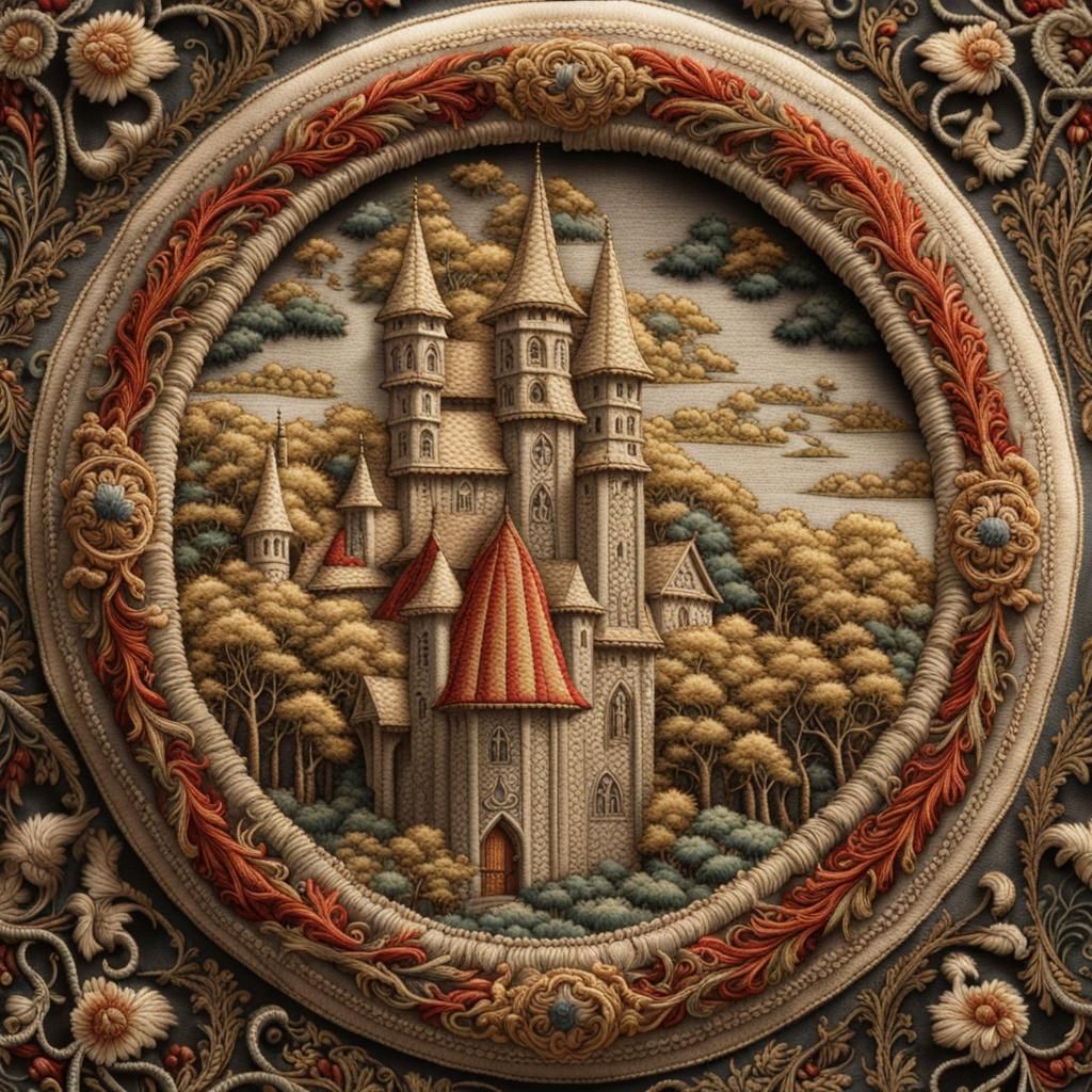 Medieval castle embroidery