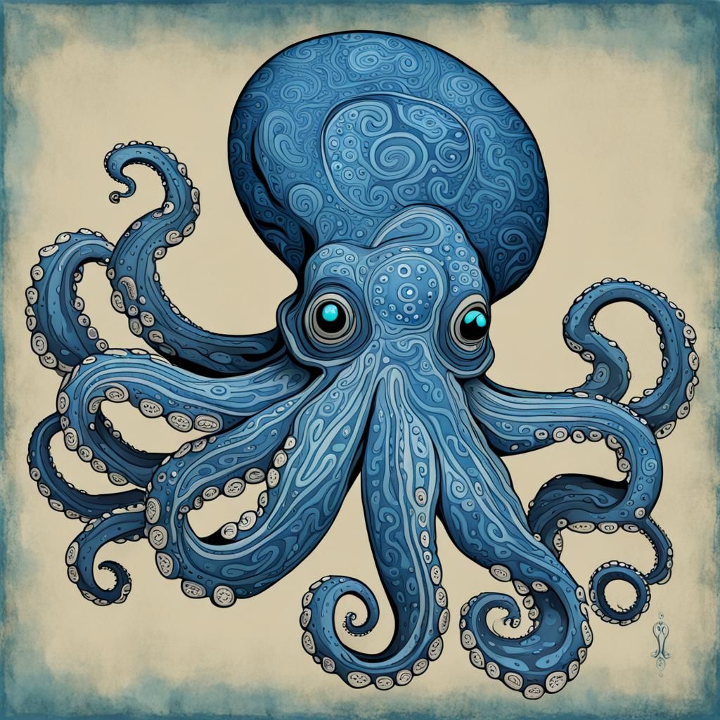 Native American Octopus in Blue