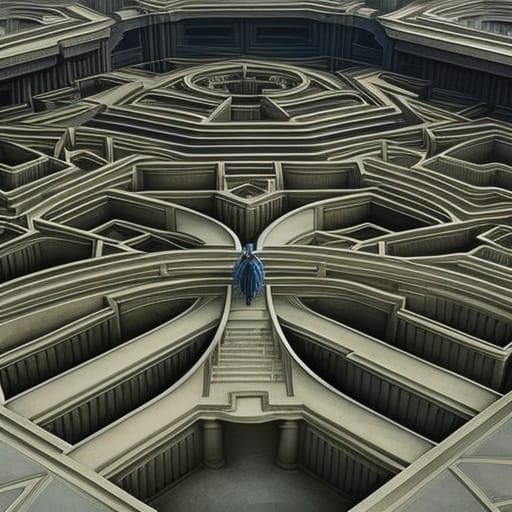 Fantasycore Labyrinth Maze Oil Painting in 8k