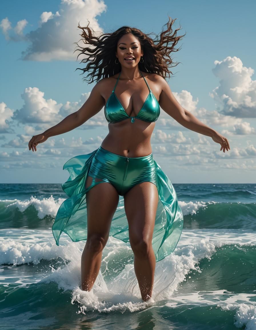 Woman Dancing on Pacific Waves in Sinister Style