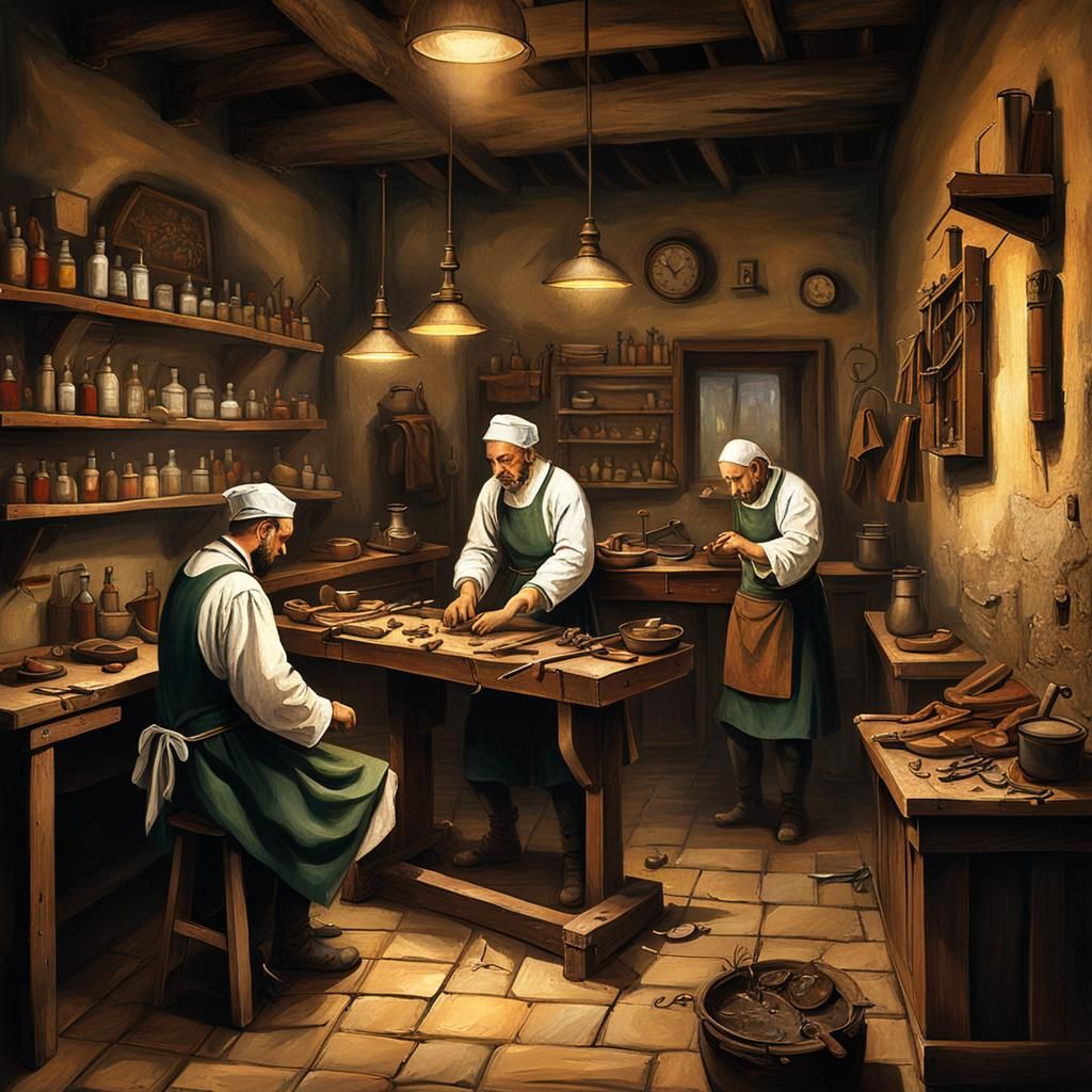 Medieval barbershop doubling as an improvised surgical theater