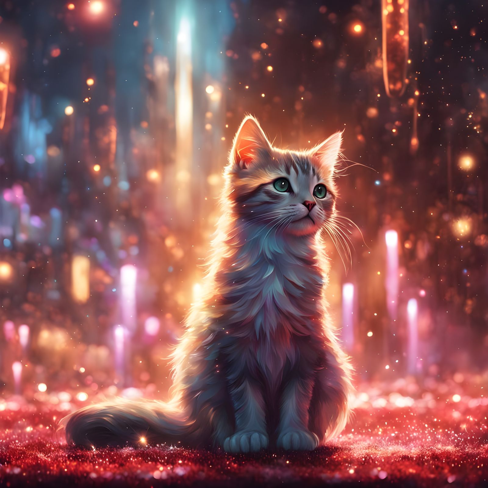 Kitten Steals the Spotlight on a Dreamlike Red Carpet