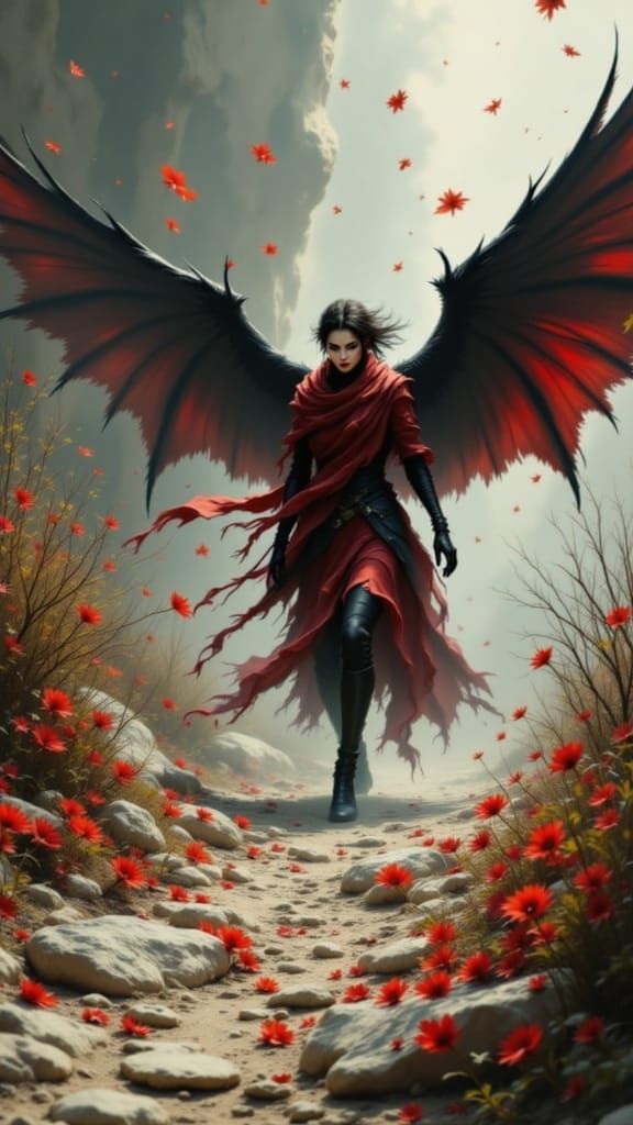 Rococo Angel Unfurls Blazing Wings