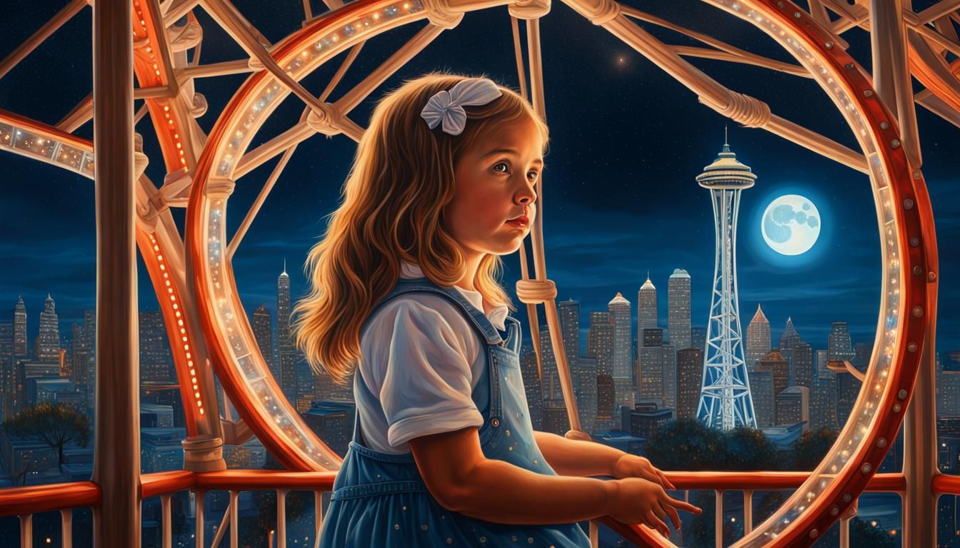 Seattle Ferris Wheel Scene in Radiant, Detailed Style