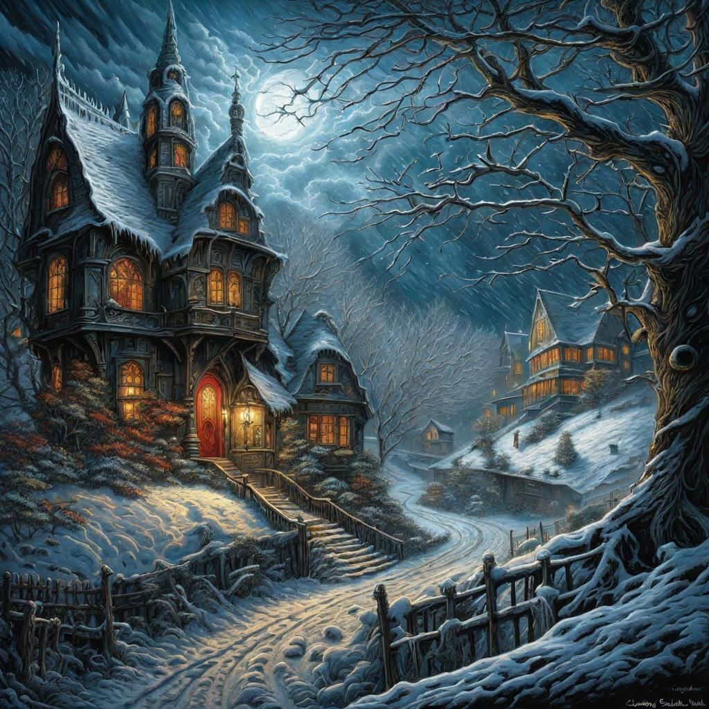 Chaotic Four Seasons Landscape in Gothic Style