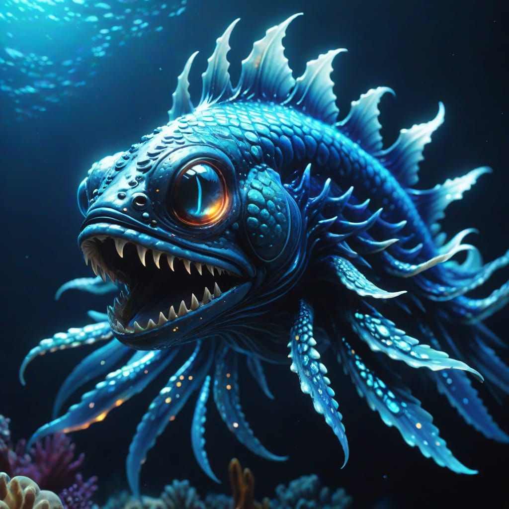 Surreal Ocean Creature in Bioluminescent Fantasy Art