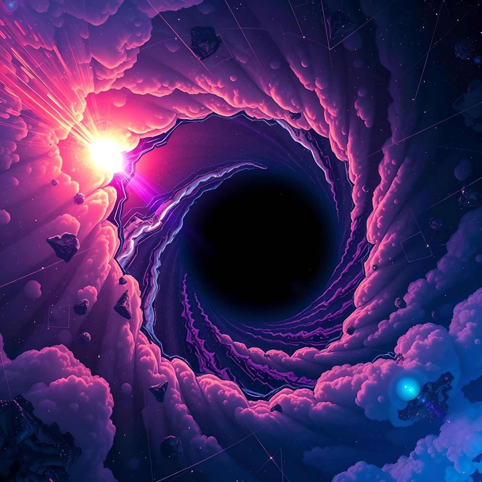 Fractal Cosmic Void with Collapsing Black Hole