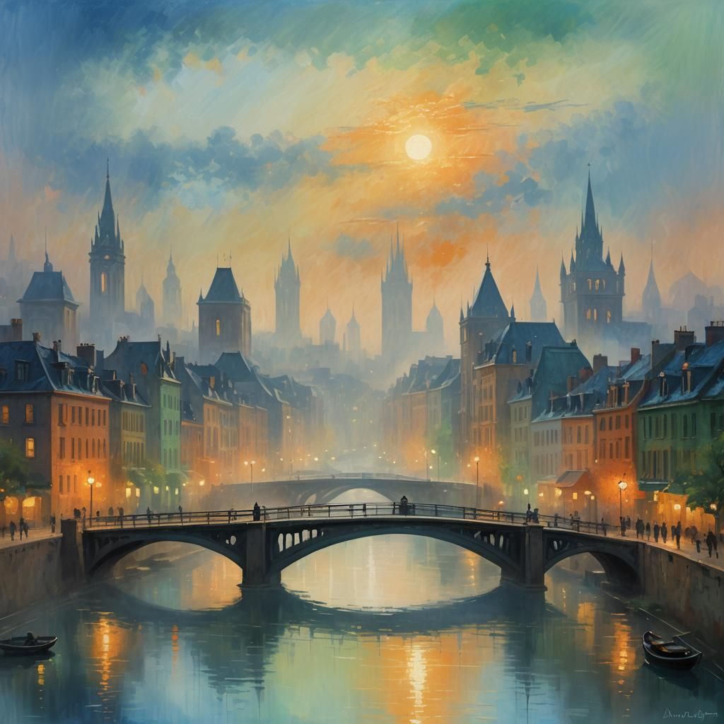 Impressionist Cityscape with Vibrant Colors