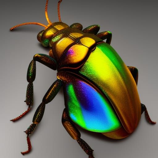 Jeweled Beetles in Museum Cabinet, Hyperdetailed Art