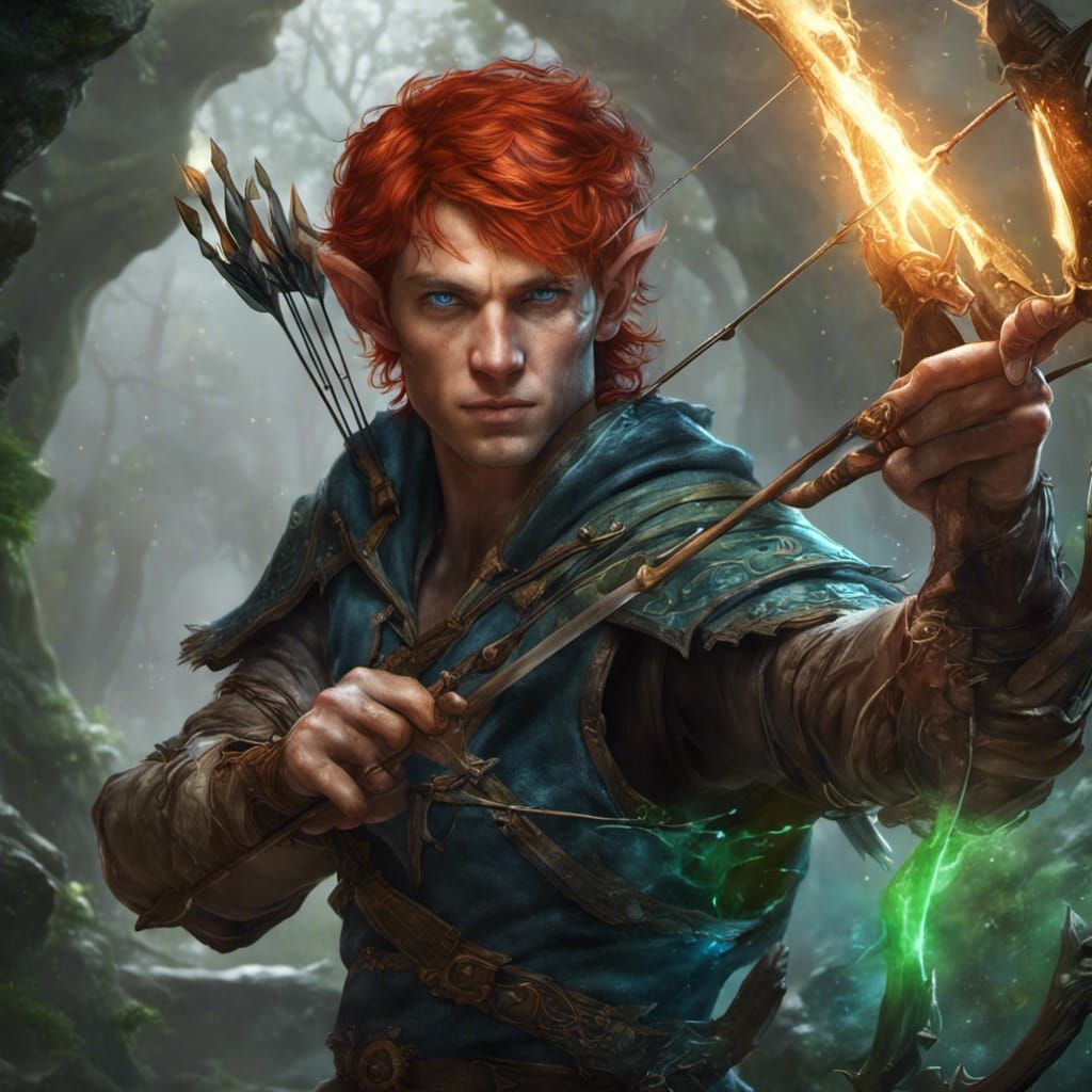 Hyperdetailed Elf Archer in Dark Fantasy Style