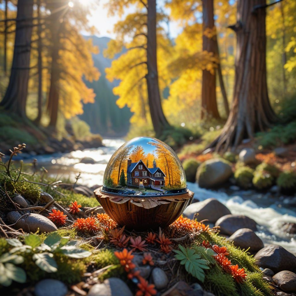 Miniature World Inside Acorn, Natural Lighting