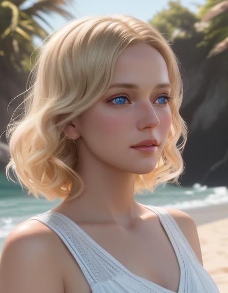 Blonde Woman Portrait in Hyperrealistic Style