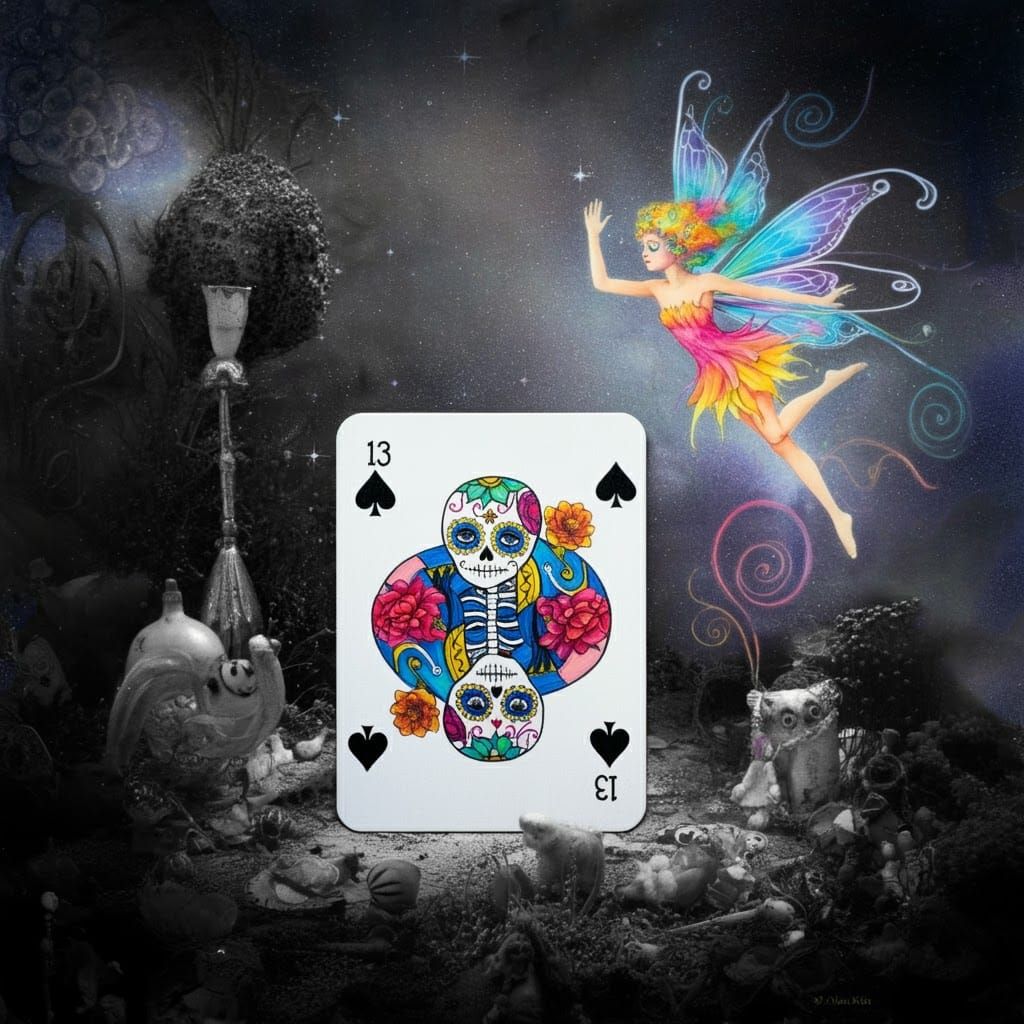 13 of spades  day of the dead playing cards  ,names  on card...