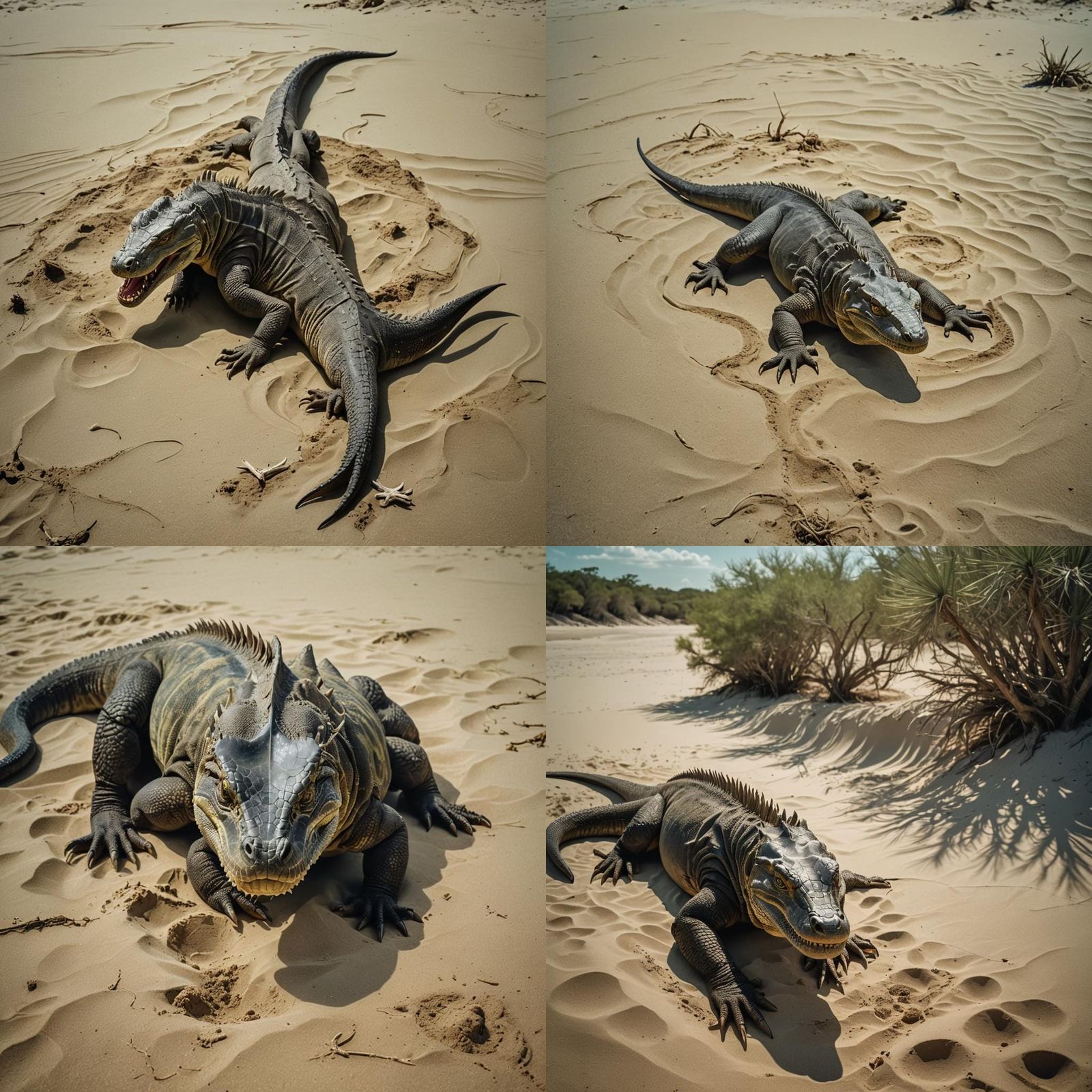 Venomous Komodo Dragon in Desert Landscape