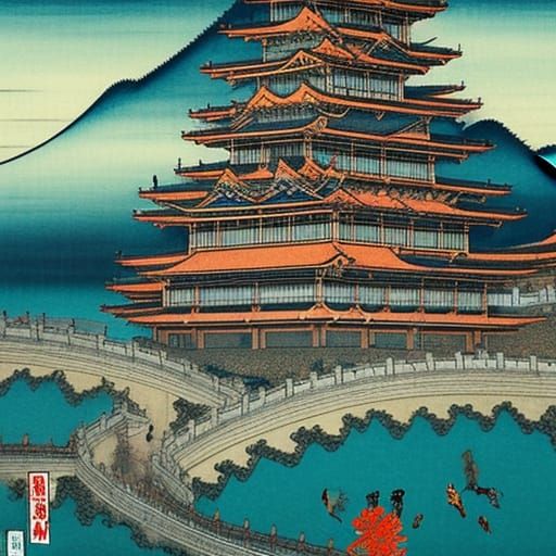 Epic Ukiyo-e Medieval Fortress of Doom