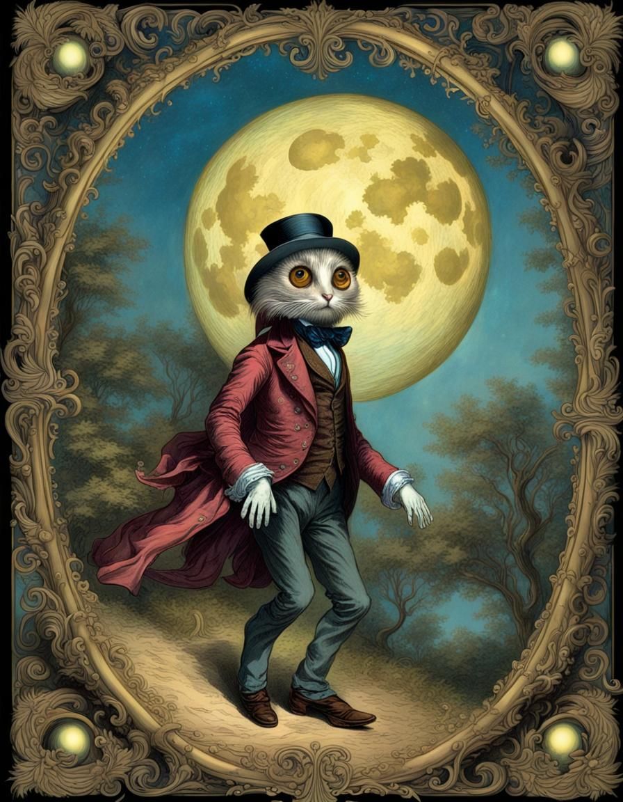 Victorian Man with Jeweled Moon in Tenniel Style