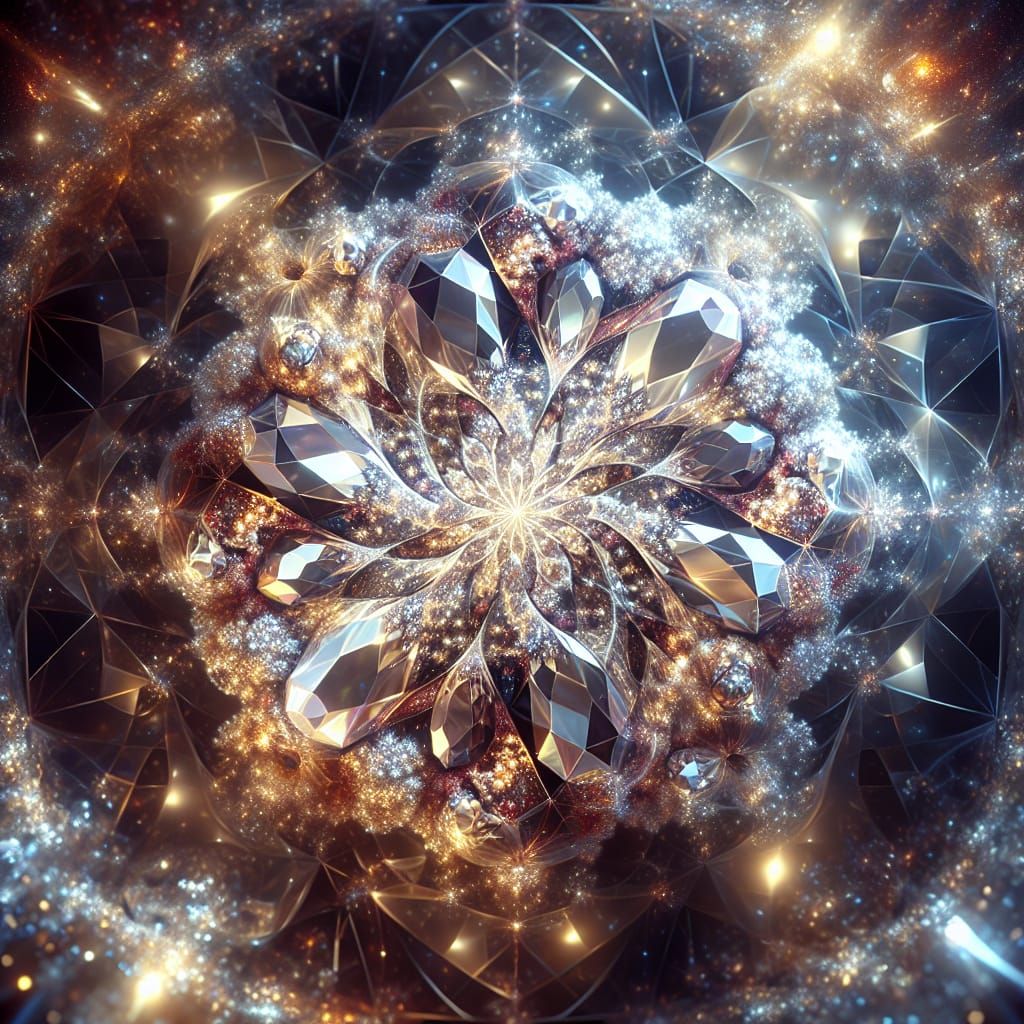 Gemstone Fractal Reveals Golden Ratio in Cosmic Art