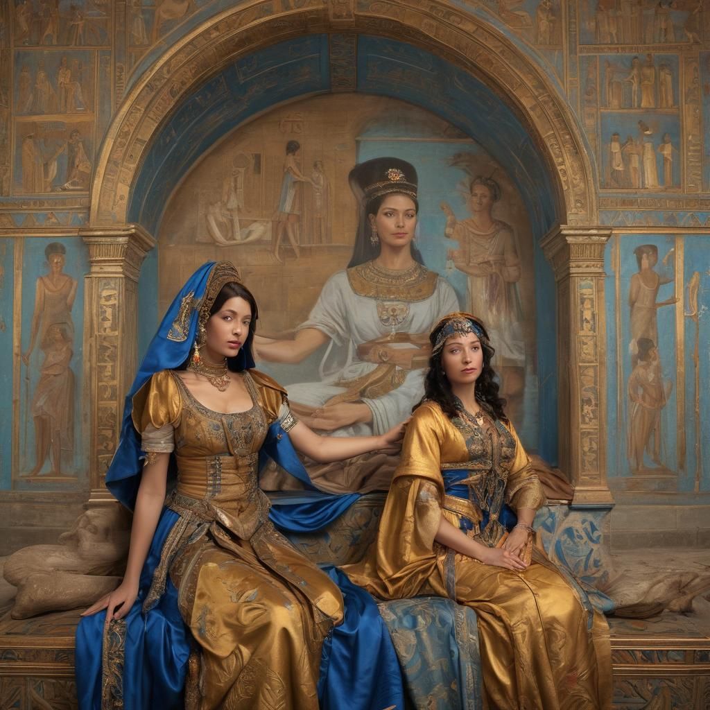 Historical Egyptian Tableau with Renaissance Dress