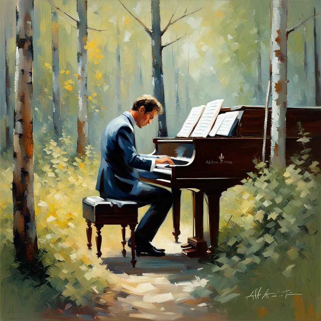 Piano Man in the forest