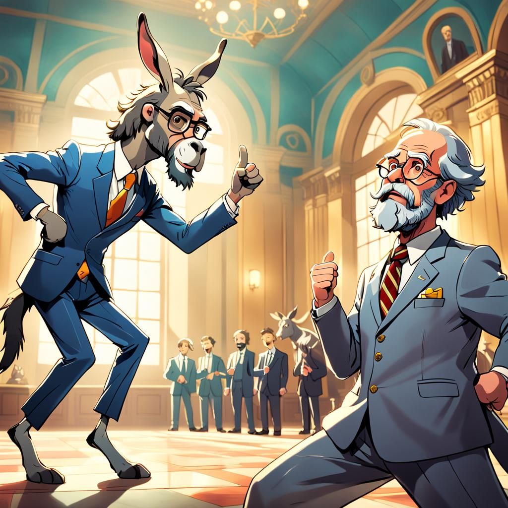 Socrates Debates a Donkey in Anime Style
