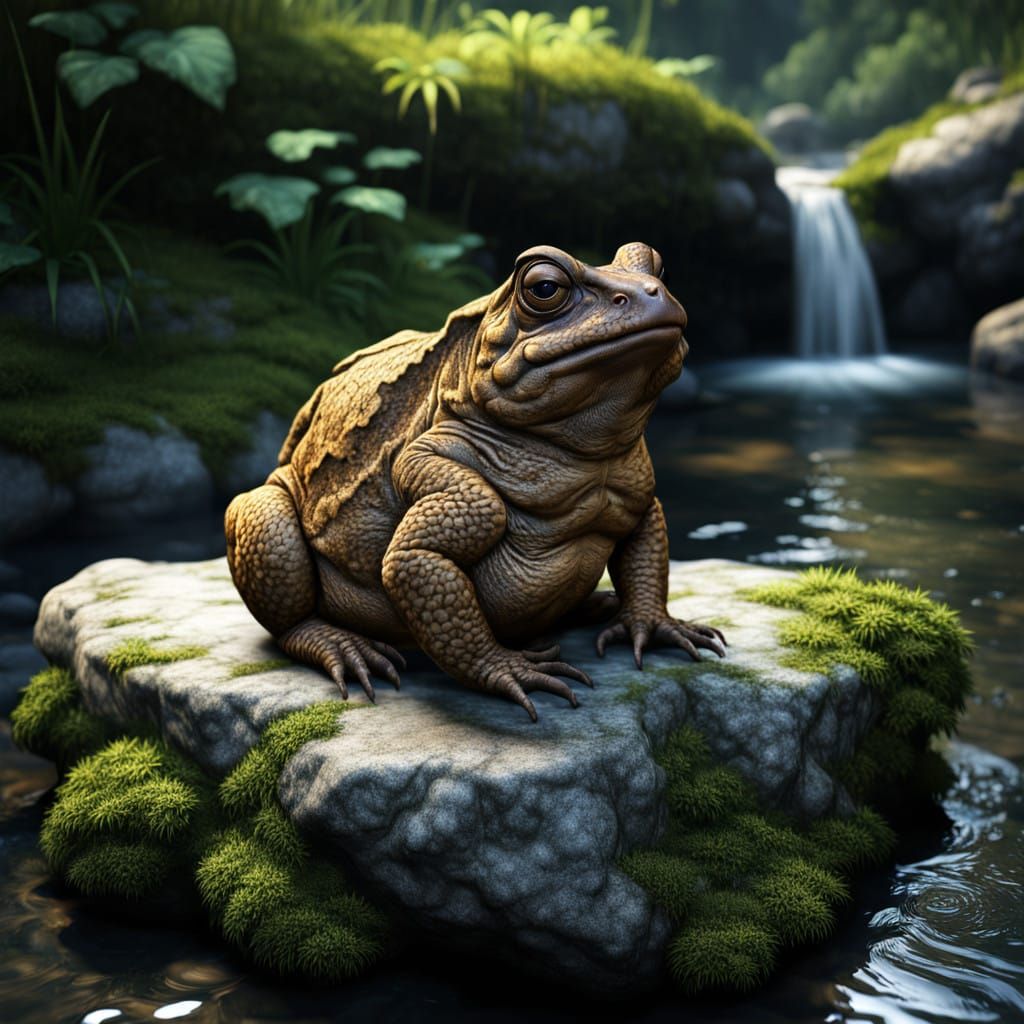 Toad in Serene Water's Edge, 3D Art in Unreal Engine