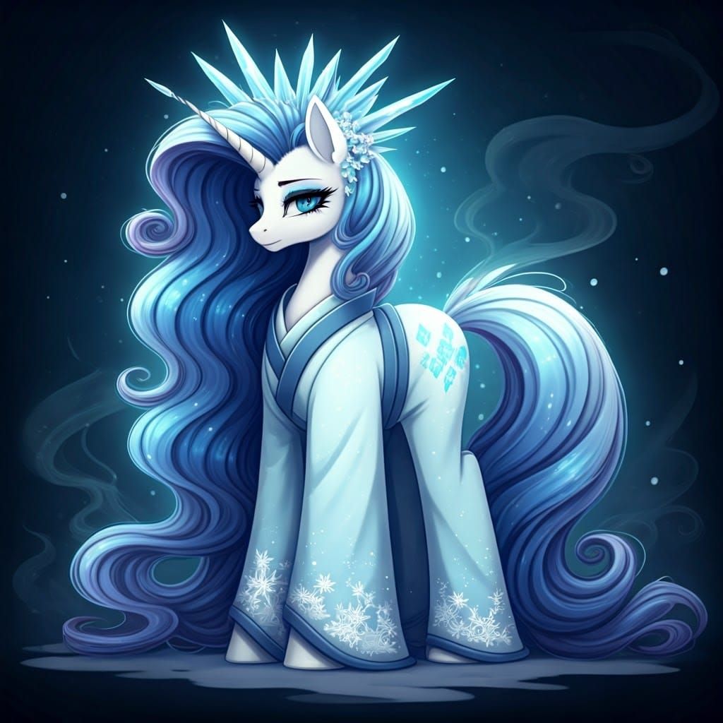 Ethereal Snow Maiden in Icy Kimono, Pony Form
