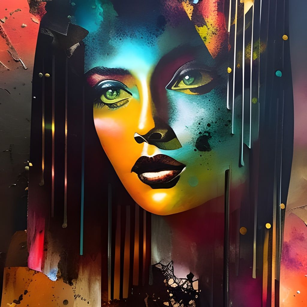 Mr. Bean in Iridescent Bioluminescent Collage