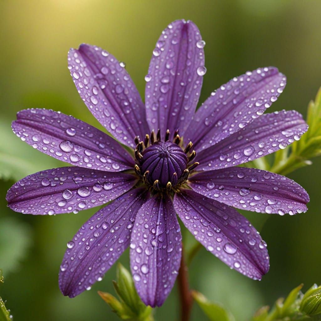 Hyper-Realistic Purple Bloom in a Lush Garden