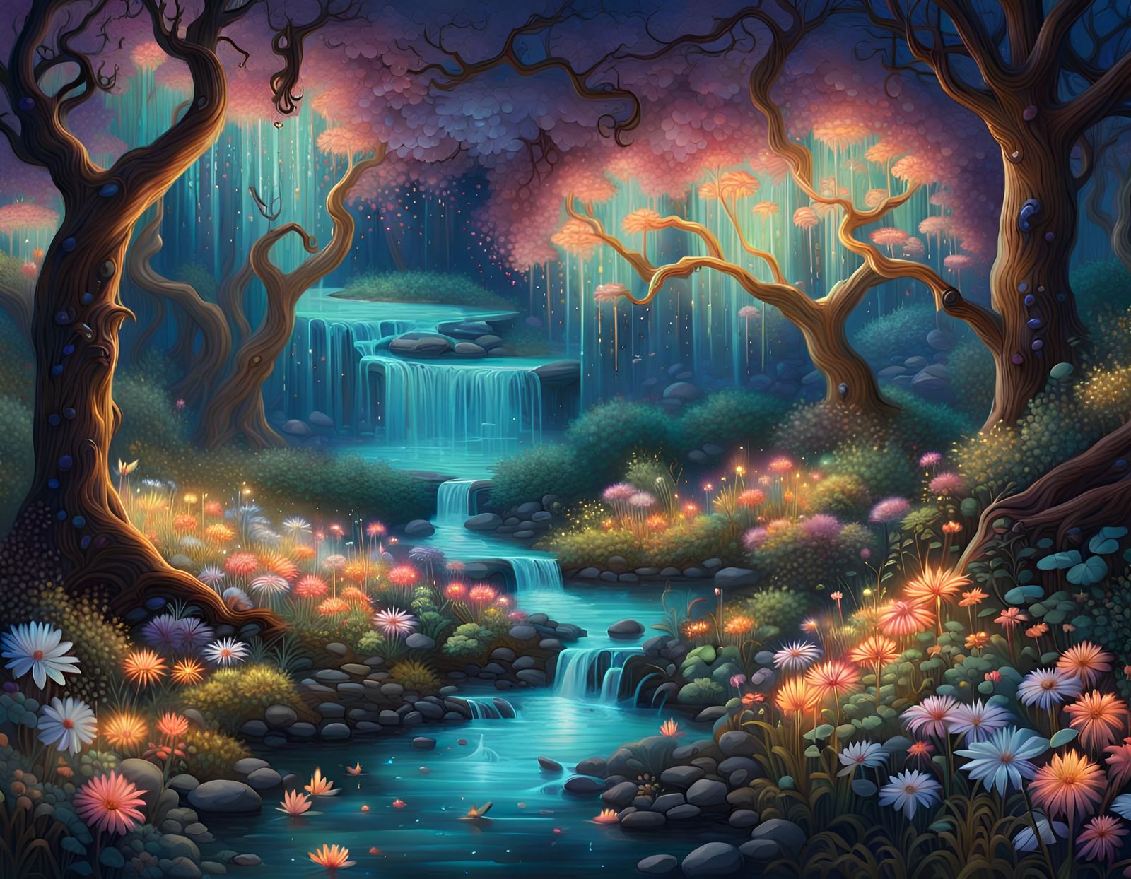 Bioluminescent Underground Garden