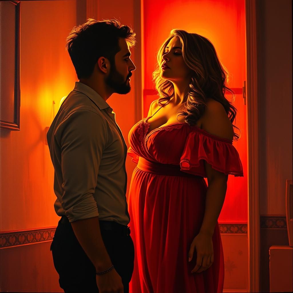 Voluptuous Woman in Bohemian Dress, Expressionist Style