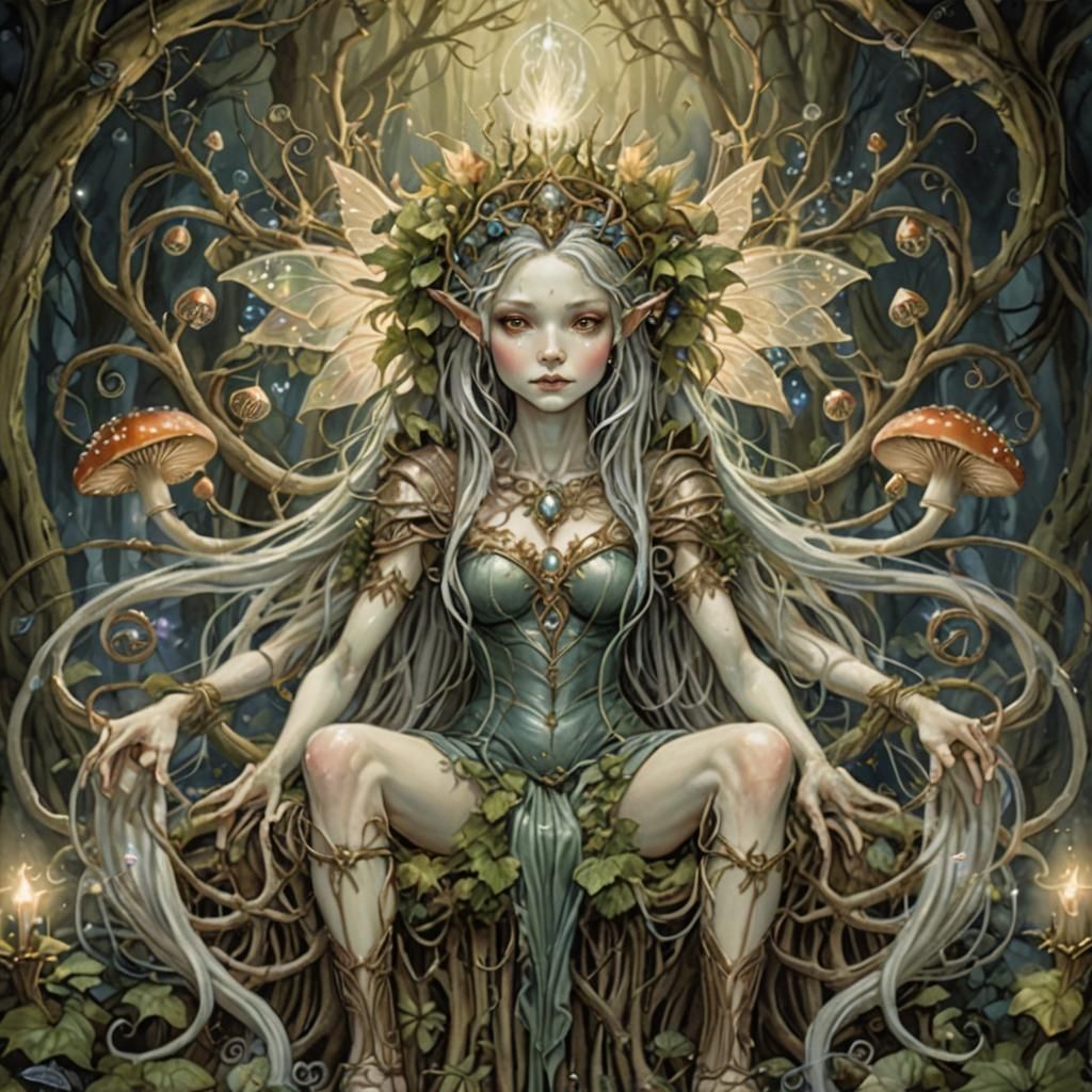 Ethereal Fairy Queen in Dreamlike Forest Glade