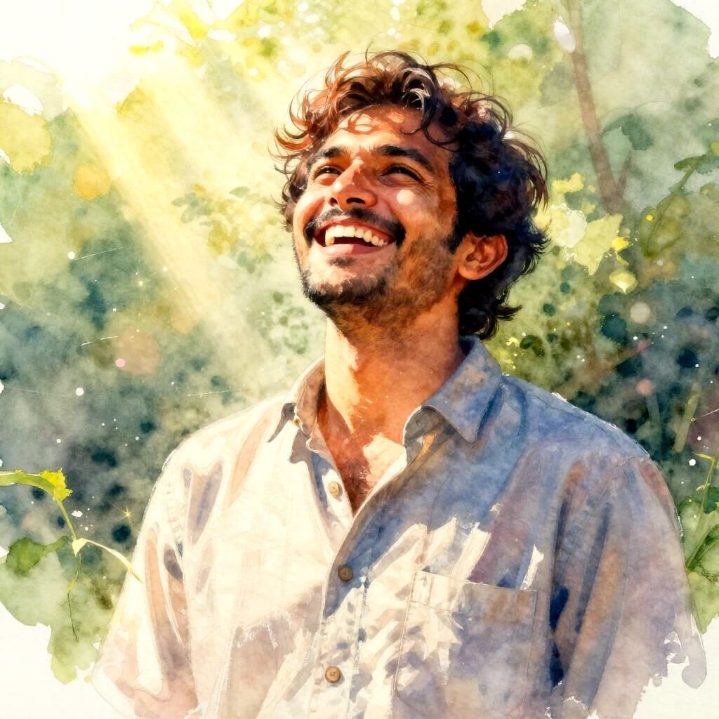 Full of joy, in rays of sunlight